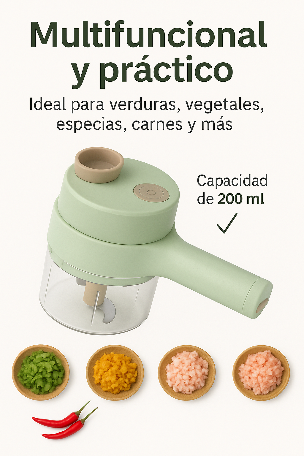 Cortador de Verduras Eléctrico 4 en 1